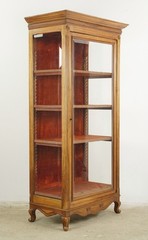 Vintage European Beveled Glass Wood Vitrine