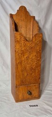 Antique Rare Birdseye Maple One Drawer Wall Hanging Fireplace Match Safe #1