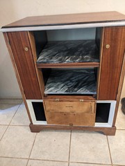 Home Bar/ Wine/ Service Cabinet 1950’s Majestic Radio Transformed Marble Shelves