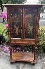 Vintage Simonds Co. Hand Painted 2 Door Walnut Cabinet