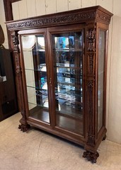 Antique Oak Large Late Victorian China Cabinet