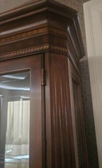 Mahogany Glass Curio Cabinet. Brass Handles, Interior Lighting.