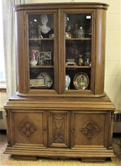 Antique Carved Oak Display Cabinet from Europe c1930 Art Deco