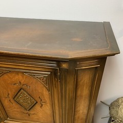 Antique 1900s Jacobean Hand Carved Solid Mahogany Wood Hutch Cabinet – 65”H 39”L