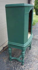 Vintage KOLSTER RADIO Brandes repurposed forest green wine cabinet