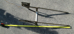 SELLER EX-LARGE FLOUR BIN HEAVY METAL PULL OUT W/ TENSION SPRINGS RACK HOOSIER 2