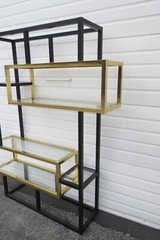 Hollywood Regency Black and Brass Finish Display Shelving Etagere 5459