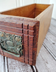 Antique Apothecary Cabinet SINGLE DRAWER Ornate Pull Centerpiece Decor PATINA