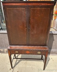 Antique Inlaid Mahogany / Walnut Edwardian Style China Cabinet Bookcase Bar