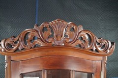 Victorian Revival French Rococo Style Mahogany Display Cabinet Vitrine Curio 74″