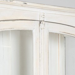 19th-Century French White Painted Oak Bookcase Display Cabinet with Glass Doors