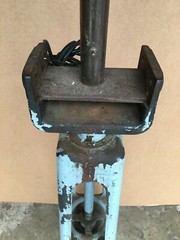 VTG Steampunk Industrial Metal Shop Garage Jack Floor Lamp Old Blue 348-26B