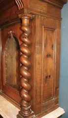 Pair of 19th c Italian Cabinets with Solomonic Columns