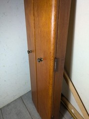 Vintage Rustic Solid Wood Skinny Display Curio Cabinet Memo Cork Board & Doors