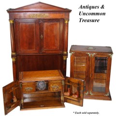 Rare Antique French Napoleon Era 33.5″ Table Cabinet, Empire Style & Bronze