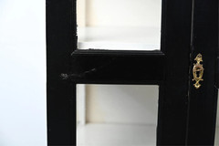 Vintage Glass Front Black Painted Vitrine Display Cabinet