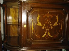 Antique German Gothic Cabinet 1860’s Carved Arched Doors