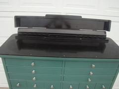 Antique Art Deco 18 Drawer Wood Medical Dental Cabinet by American Cabinet Co