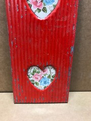 VTG 5×11 Multi Double Heart 3″ Photo Tin Ceiling Metal Picture Frame Old 672-26B