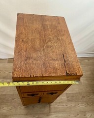 Rare Antique File Cabinet Tilt Open Top Index Card drawers Paneled Sides Casters