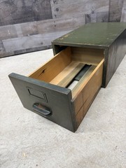 Antique Wood Globe Wernicke Card Catalog Index File Drawer Green Military Office