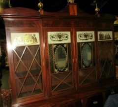 TRUE ANTIQUE AMERICAN FEDERAL SALEM INLAID MAHOGANY BREAKFRONT CIRCA 1800’s