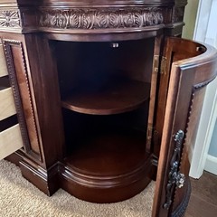 Large Mahogany Breakfront China Hutch Cabinet~Lighted~Mirrored Back~2-Piece