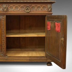 Antique Carved Breton Buffet Cabinet, French, Sideboard, Oak, Circa 1880