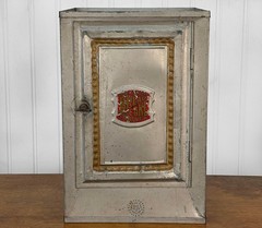 Antique Farmhouse Tin Metal Bread & Cake Cabinet Cupboard