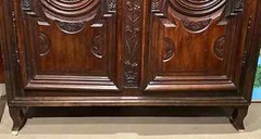 Large French Louis XIV Carved Walnut Two Door Cabinet or Armoire w/Restorations
