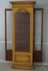 L72914: HABERSHAM Painted Distressed Finish Country French Display Cabinet