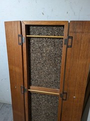 Vintage Rustic Solid Wood Skinny Display Curio Cabinet Memo Cork Board & Doors