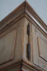 70896: WOODLAND Large Country Distressed Painted Cabinet
