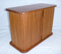 Vtg Mid Century Eppco Enterprises Teak Tambour Door Wall Mount Cabinet 18x12x8