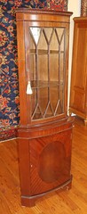 ​​Gorgeous English George III Style Mahogany Inlaid Corner Cabinet