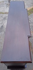 Vintage Old Ethan Allen Birch Wooden Curio Cabinet Hutch Breakfront Bubble Glass
