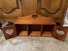 Vintage Wood Wall Cabinet Heart Cutouts