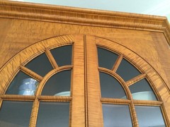 Tiger maple antique reproduction corner cupboard, custom made