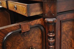 Antique Napoleon III Burl Walnut 2 Door Wardrobe Cabinet with Bronze Plaques