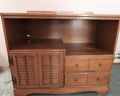 Mid Century Mod American Solid Rock Maple Shutter Door Cabinet Hifi Console Bar
