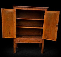 Antique Pie Safe Cabinet With Distinctive Design Stamped In Metal