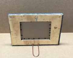 VTG Shabby Photo 4×6 Tin Ceiling Metal Teal Blue Picture Frame Old 317-26B