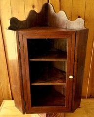 Antique c.1840 WALNUT Hanging Corner Cupboard Pennsylvania Primitive PIE SAFE