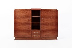 Antique Art Deco Tall Mahogany Wood Storage or Bar Cabinet 1940s