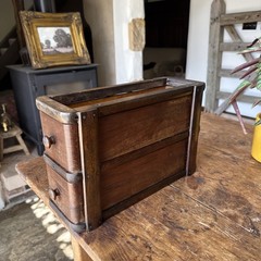 Unusual Draws Slim And Long Wooden Two Tier Vintage Shop Display Unit England