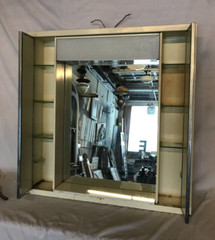 Mid Century Recessed Double Door Shadow Box Medicine Cabinet Mirror Old 1845-24B