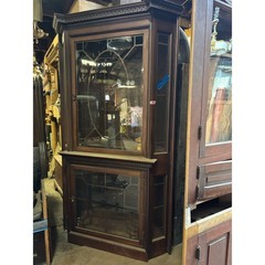 Vintage Built-In Corner Cabinet with Glass Doors – 91H x 47” Wide