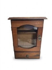VTG Antique Bathroom Cabinet Apothecary – Glass Door Display Case with Drawer