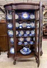 Exceptional American Antique Quartersawn Oak China Curio Cabinet Bookcase 1880