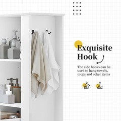 Modern Tall Storage Cabinet TiltOut Compartment Adjustable Shelves 80LB Capacity